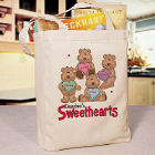 Candy Sweetheart Bears Personalized Canvas Valentine Tote Bag